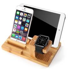 Mobile Phone Desktop Holder Stand for iPad Tablet Bracket Real Bamboo wood Charging Stand for Apple Watch Pad Phone Tablet 2024 - buy cheap