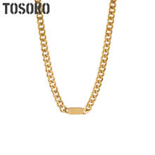 TOSOKO Stainless Steel Jewelry Gold Color Link Chain Necklace Street Retro Clavicle Chain Lady Hip Hop Chain BSP852 2024 - buy cheap