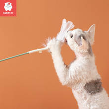 Bastões de brinquedo para gatos, 3 peças, divertido, bola interativa de penas para gatinhos, brinquedo resiliente de cores doces, varas de brinquedo para animais de estimação 2024 - compre barato