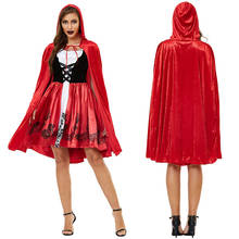 Plus Size Little Red Riding Hood Costume Red Long Dress Cape Cloak Outfit For Adult Women Christmas Halloween Party Fancy Dress 2024 - buy cheap