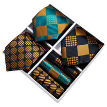 Gift Box Men's Tie Set Formal Wedding Business Tie 3 Pack Black Gold Green Men Necktie Hanky Cufflinks Set Gift For Men DiBanGu 2024 - buy cheap