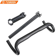 Toseek 3k matte kit guiador da bicicleta de estrada fibra carbono completo guiador selim liga alumínio haste para peças da bicicleta estrada 31.8 2024 - compre barato