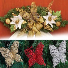 Adornos de simulación de mariposas para árbol de Navidad, decoración colgante para hogar, tienda, centro comercial, 6 piezas 2024 - compra barato