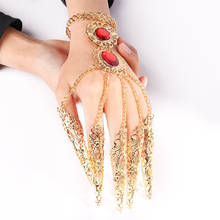 Fashion Indian Thai Golden Finger Bracelet Shining Red Crystal Girl's Belly Dance Bracelet Jewelry 2024 - купить недорого