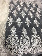 High quality beads sequins embroidered French mesh gauze exquisite African lace Nigerian lace suitable for design wedding dress 2024 - buy cheap