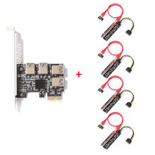 VER009S PCIE PCI-E Riser Card 1 to 4 USB 3.0 Multiplier Hub PCI Express 1X to 16X Adapter For Bitcoin ETH Mining Miner