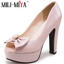 MILI-MIYA Big Size 48 Women Bowtie High Heels Pumps Platform Open Toe Slip-On Footwear Dress Party Shoes For Ladies 2024 - buy cheap