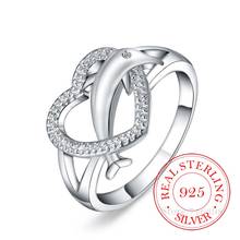 High-quality Dolphin Heart Crystal Infinity Couple's Ring 925 Sterling Silver Rings for Women Men Bague Argent 925 Anillos Mujer 2024 - buy cheap