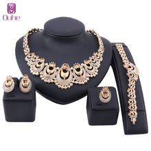 Fashion Dubai Gold Color Crystal wedding Jewelry Set Nigerian Wedding African Beads Earrings Necklace Ring Bangle Jewelry set 2024 - buy cheap
