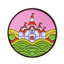 Mushroom Kingdom Castle Enamel Pin Round Button Badge Classic Game Fans Magical Decor 2024 - buy cheap