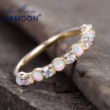 Модные кольца LAMOON из серебра 925 пробы с камнем-талисманом, обручальные кольца для женщин с покрытием из золота 14 к, Изящные Ювелирные изделия LMRI125 2024 - купить недорого
