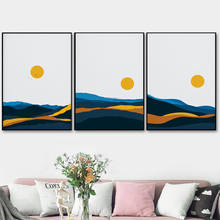Pintura moderna abstrata de paisagem, decoração para casa, tela de pintura nórdica, arte para parede, montanha, alvorada, e cartazes para sala de estar 2024 - compre barato