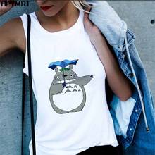 Camiseta sin mangas con estampado de Totoro Kawaii para mujer, Tops sexys holgados de moda informal, Harajuku, sin mangas, ropa de calle para mujer 2024 - compra barato