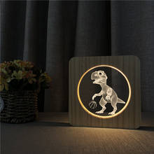 Lâmpada noturna de led dinossauro 3d, decoração para quarto infantil, mesa de acrílico, luz noturna em cores usb, presente de natal para bebê, dropshipping