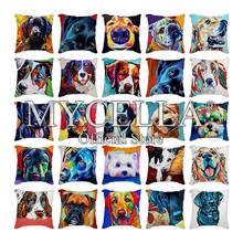 Capa de almofada retrato de cão, travesseiro decorativo, natal, desenho de cachorro, arte para casa, decoração de sofá, almofadas 45*45cm 2024 - compre barato