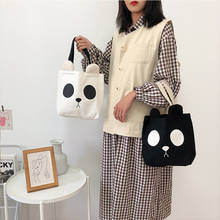 Bolso de mano Kawaii de estilo japonés para mujer, bolsa pequeña de cubo de felpa con estampado de orejas de Panda, bolso de pan, bolsa de lona ecológica para mujer 2024 - compra barato