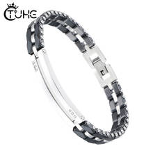 Good Quality Stainless Steel Women Bracelet Black White Color Healthy Ceramic Link Bracelet Wedding Engagement Gift 2024 - buy cheap