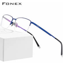 FONEX Pure Titanium Prescription Glasses New Semi Rimless Half Rim Square Eyeglasses Frame Men Myopia Optical Eyewear 8503 2024 - buy cheap