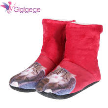 Glglgege-zapatos de invierno con estampado de animales para mujer, calcetín de felpa, con estampado de animales, para el hogar, 2021 2024 - compra barato