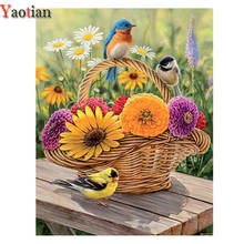 Mosaico ponto cruz com flores e pássaros-kit de decoração para sala de estar-faça você mesmo 2024 - compre barato