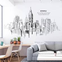 Black and White Building Wall Stickers Teenager Living Room Bedroom Decor TV Wall Home Office Decoration Decals Wallpaper Art 2024 - buy cheap