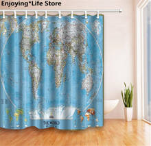 World Map Shower Curtain Waterproof Fabric Shower Curtain Bathroom Decoration 72inch x72inch with 12 Hooks 2024 - buy cheap