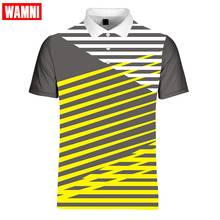 WAMNI-Polo 3D degradado para hombre, camisa informal de manga corta, con cuello vuelto, a rayas, de tenis de mesa, a la moda 2024 - compra barato