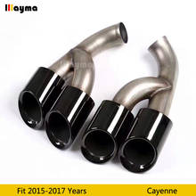 GTS style Gloss black Tail Exhaust Tips Muffler Pipe For Porsche Cayenne 2015-2017 year Cayenne Stainless steel mufflers 2024 - buy cheap