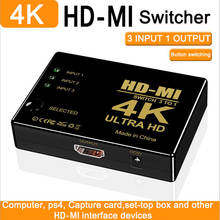 4k mini 3 porto HD-MI switcher hdmi-divisor compatível 4k * 2k 3d switch 3 em 1 fora hub do porto para dvd hdtv xbox ps3 ps4 1080p 2024 - compre barato