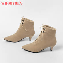  Autumn New Comfortable Apricot Gray Women Ankle Boots Pointed Toe Med Heels Lady Shoes Plus Big Small Size 10 30 43 45 48 2024 - buy cheap