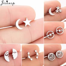 Jisensp Lovely Stainless Steel Earing Women Cute Star Moon Stud Earrings for Girls Punk Jewelry Girlfriend Gift pendientes 2024 - buy cheap