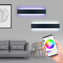 Современная прямоугольная светодиодная настенная лампа, скандинавские бра, умный дом, RGB, с регулируемой яркостью, приложение, дистанционное управление, Bluetooth, настенный светильник для спальни 2024 - купить недорого
