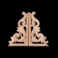 1Pair Wood Carved Corner Onlay Applique Frame Decor Furniture Craft Unpainted 2024 - buy cheap