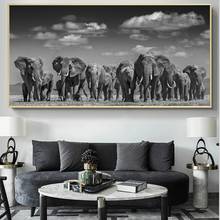 African Elephant Herd Canvas Painting Modern Animals Posters and Prints Cuadros Wall Art Picture for Living Room Home Decoration 2024 - buy cheap