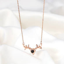 Romantic Crystal Antlers Pendant Rose Gold Color Clavicle Necklace For Women Ladies Fashion Anniversary Party Jewelry Femme Gift 2024 - buy cheap