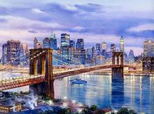 Div 5D Нью-Йорк Бруклинский мост город ночь река полная Алмазная краска ing вышивки крестом наборы художественные живописные 3D краски по алмазам 2024 - купить недорого