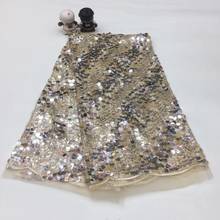 Модный Тюль Вышивка французский чистая кружевная ткань Sophia-9.6905 с бисером для вечернего платья 2024 - купить недорого
