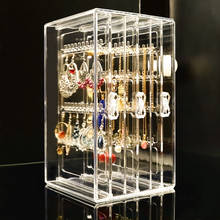 Dustproof Earrings Shelf Transparent Acrylic Hanger Jewelry Rack Ear Clip Necklace Plastic Three Trapezoidal Storage Box 2024 - buy cheap