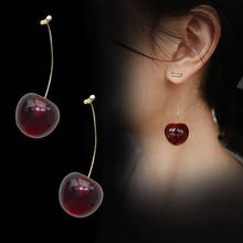 Cute Simulation Red Cherry Sweet Resin Hot Sale Gold Color High Quality For Women Girl Student Fruit 1Pair Earring Gift 2024 - buy cheap