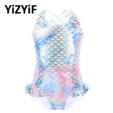 Kids Girls One-piece Swimsuits Swimwear Swimming Suits Sleeveless Sparkly Mermaid Fish Scales Pattern Printed Bathing Suit Girls 2024 - buy cheap