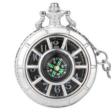 Ретро Черный Звездный циферблат с компасом дизайн полый Скелет стимпанк кварцевые карманные часы ожерелье цепочка кулон часы Подарки для мужчин 2024 - купить недорого