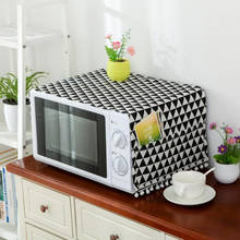 Microwave Cover Black Geometric Cotton Linen Microwave Oven Dust Cover Cloth Cover Towel Kitchen Accessories 2024 - buy cheap