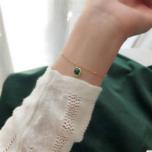 Grânulo redondo ouro real 925 prata esterlina pulseiras para as mulheres verde zircônia cúbica jóias finas pulseiras & bangles flyleaf 2024 - compre barato