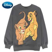 Disney Stylish Two The Lion King King of the Jungle Cartoon Print T-Shirt Casual Women O-Neck Pullover Long Sleeve Loose Tops 2024 - buy cheap