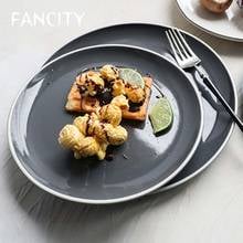 FANCITY-plato de cena de estilo japonés Occidental para el hogar, plato de cerámica con personalidad creativa, rojo, estilo nórdico 2024 - compra barato