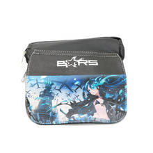 Bolsa para lápis de couro artificial colorida com zíper duplo, bolsa para cosméticos anime black rock shooter 2024 - compre barato