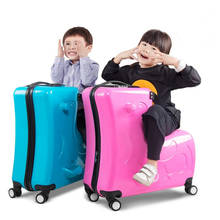 Children's trolley suitcase baby sit ride rolling luggage bag cartoon wooden horse travel luggage boys girls creative suitcase 2024 - buy cheap