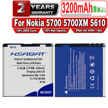 HSABAT BP-5M Bateria 3200mAh para Nokia 5700 5700XM 5610 5610XM 6110n 6220c 8600 7390 6500s 2024 - compre barato
