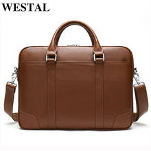 WESTAL men's briefcase genuine leather for 15 inch laptop bag office bag for men business briefcase handbag bag men's leather 2024 - buy cheap