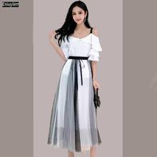 2021 Trend Clothes Female High Waist Off Shoulder Two Piece Suit Set Women Outfits Dress 2024 - buy cheap